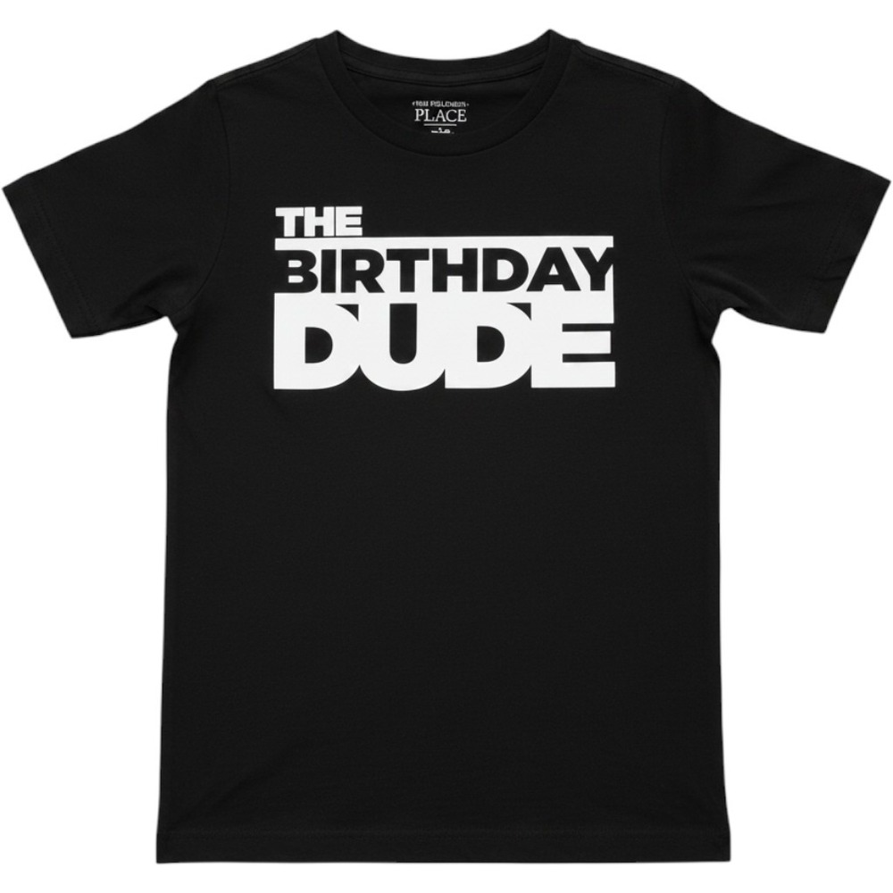 The Childrens Place T-Shirt Boys 5T Black Birthday Dude Graphic Good
